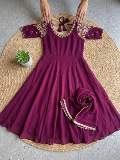 Embroidered Georgette Anarkali Salwar Set
